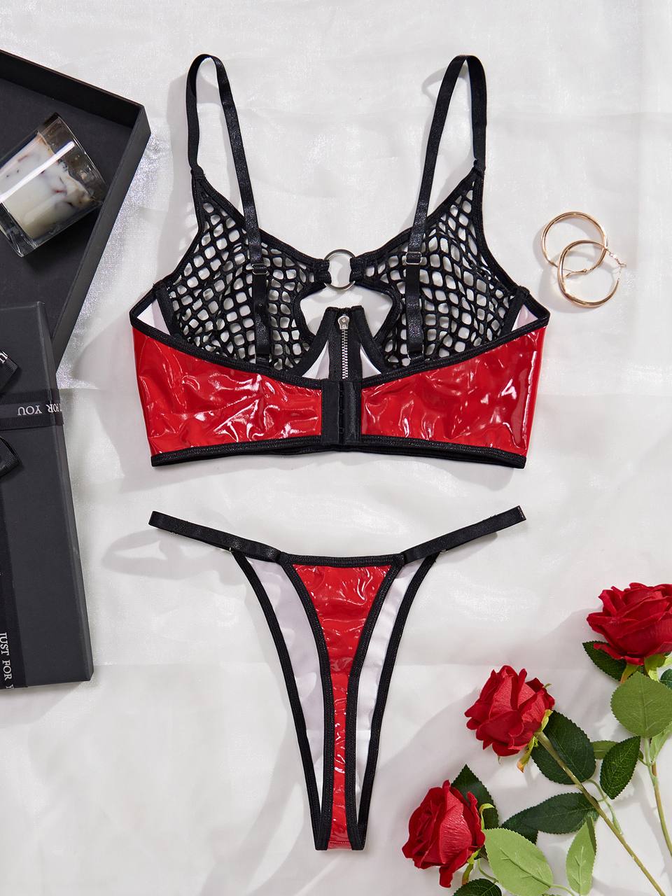 Sexy Red Patent Leather Set