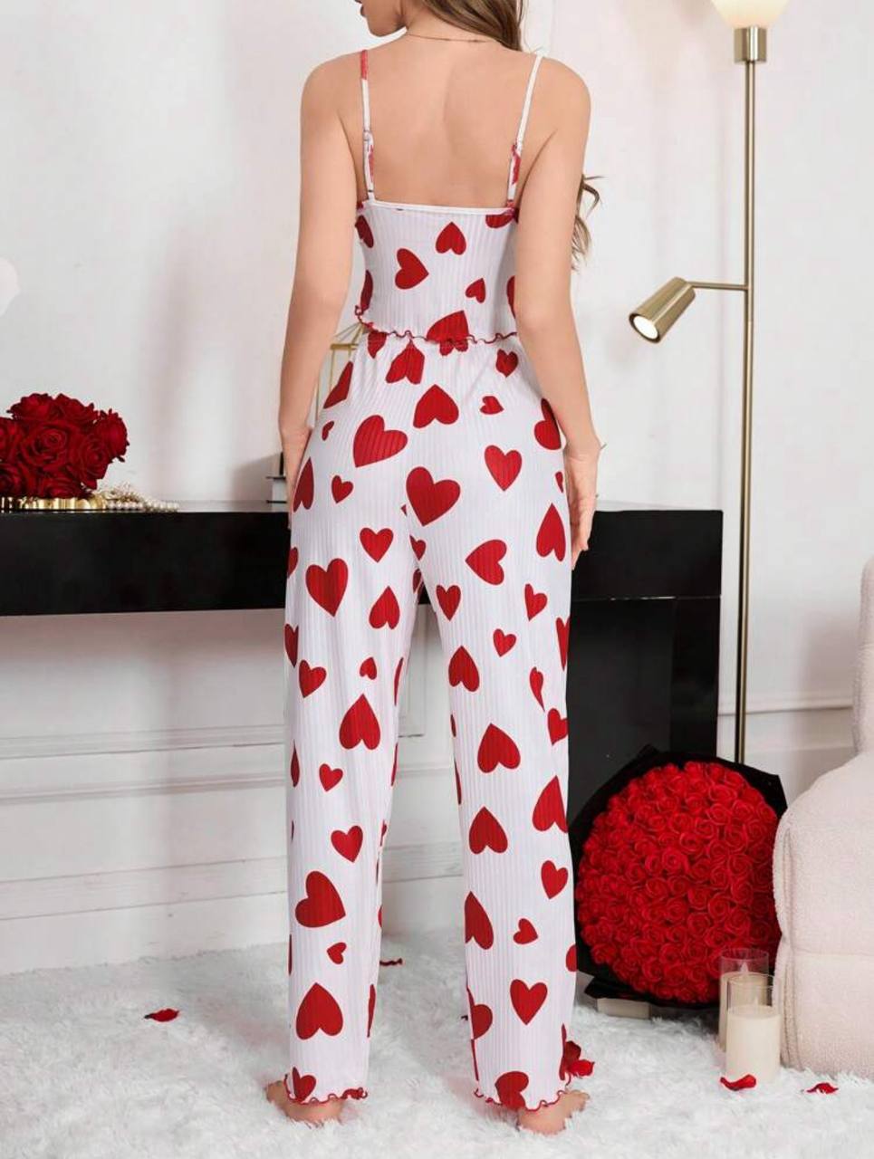 Red/Blue Heart Crop Pants Pajama Set Love