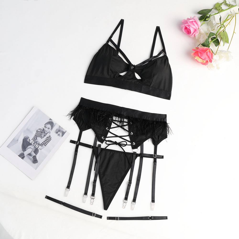 Deep Love Feather Garters Set