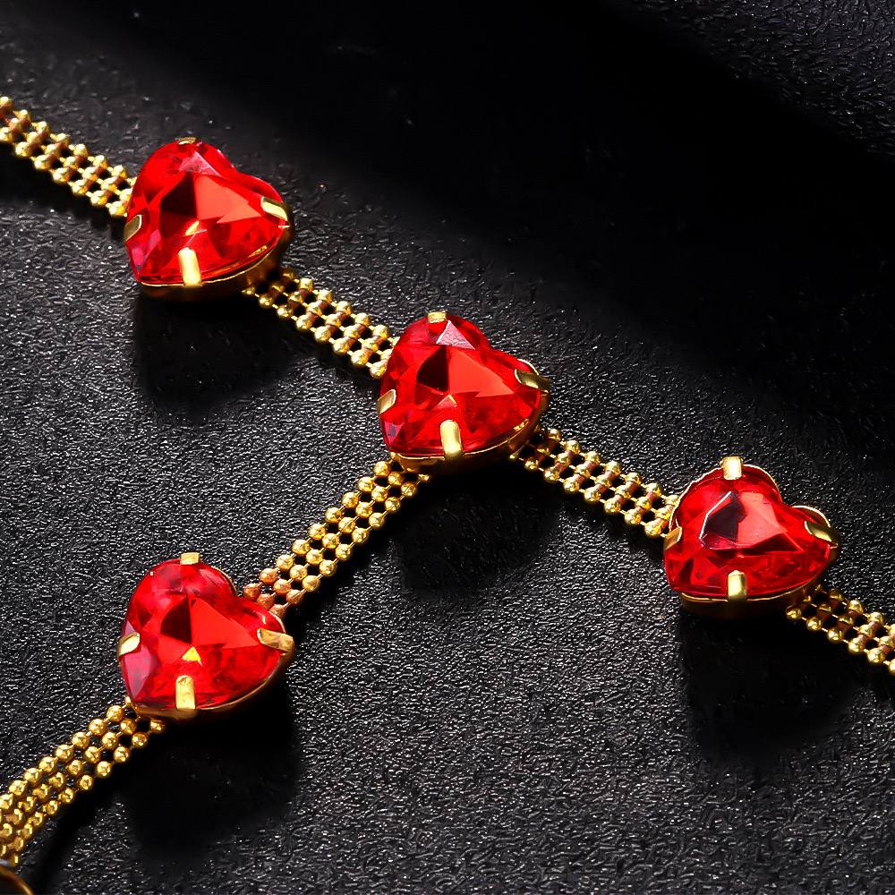 Crystal Red Heart Pendant Thong