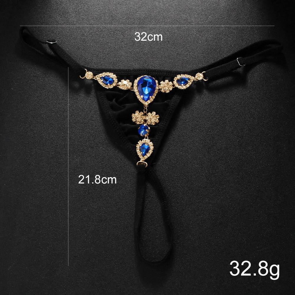 Silver or Gold Blue Stone Thong