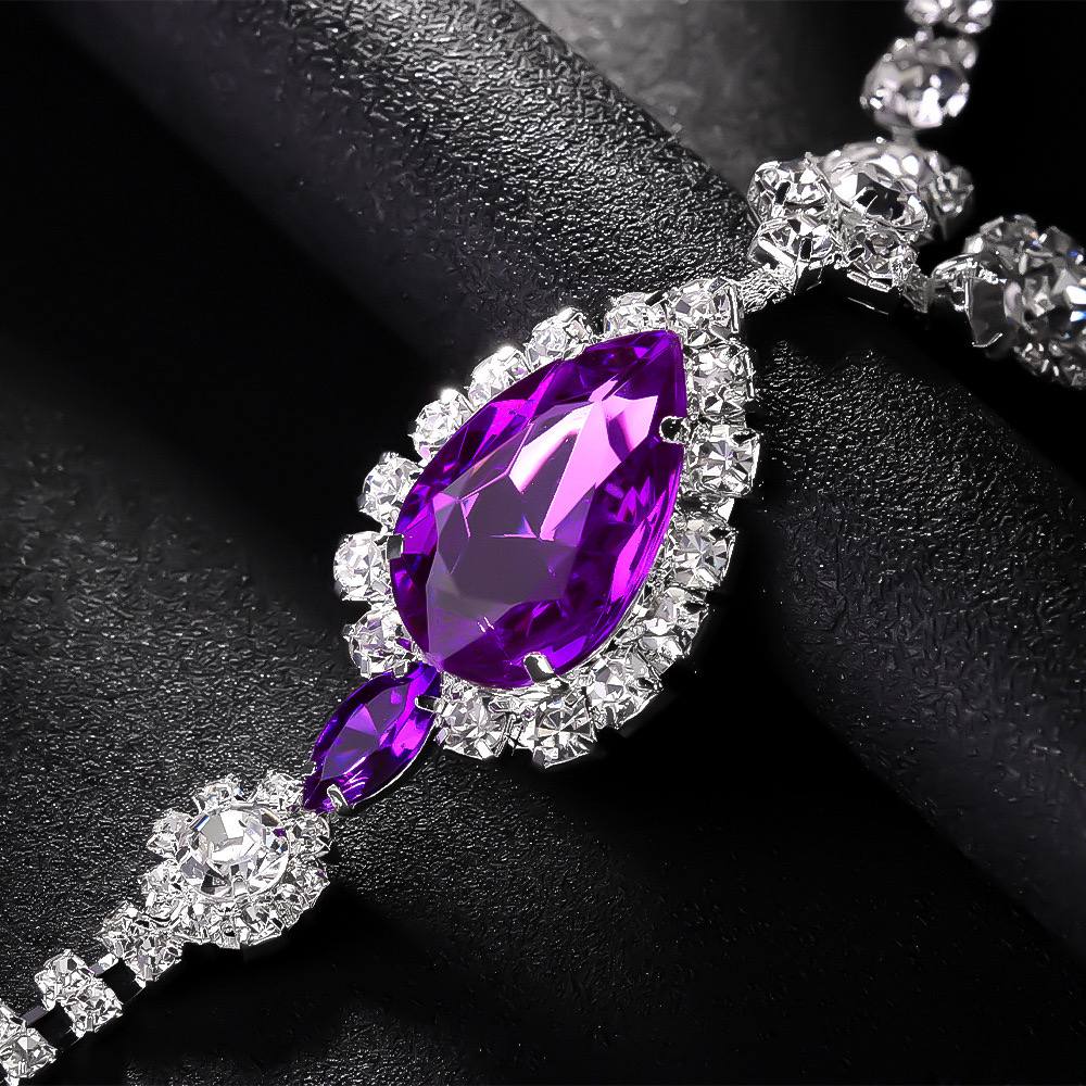 Purple Rhinestone Teardrop Thong
