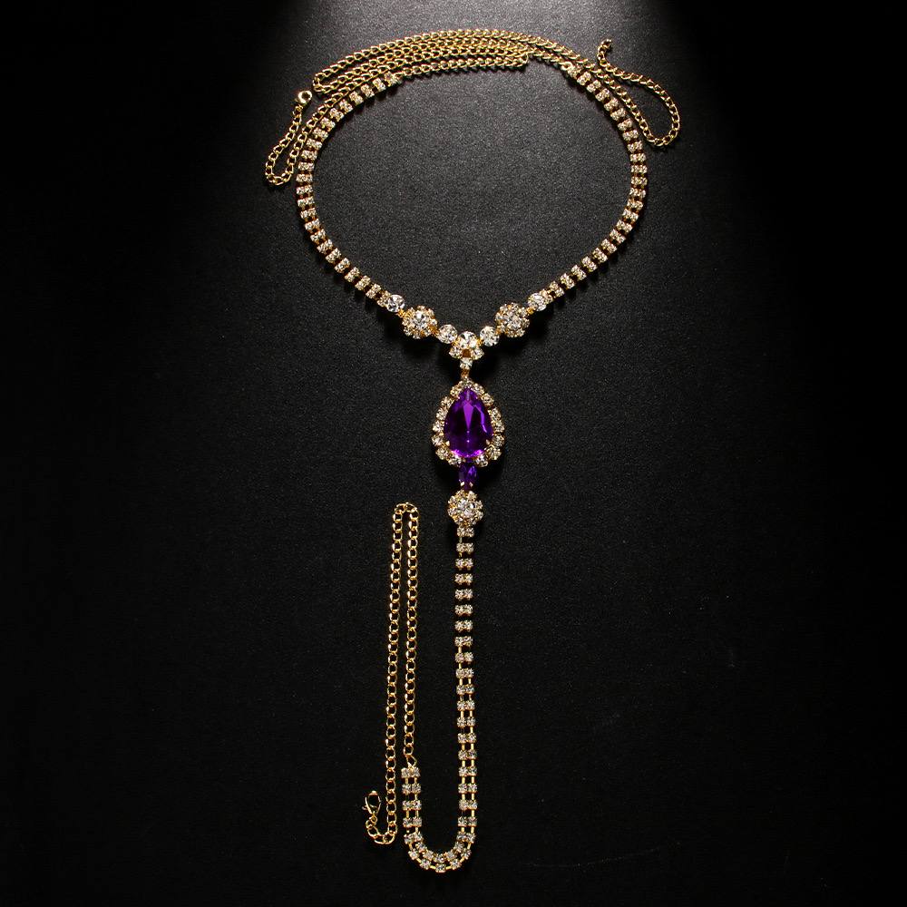 Purple Rhinestone Teardrop Thong