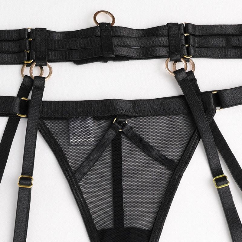 Premium Mesh see-through lingerie body shaping split suit