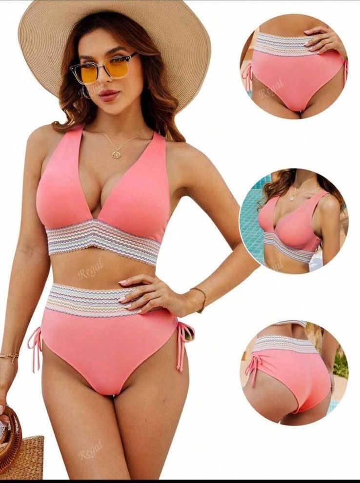 High Waist Tummy Control Bikini Set in Multicolor