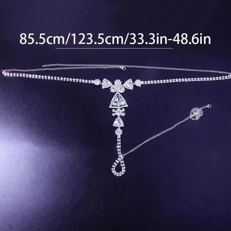 Crystal Rhinestone Designer Chain Thong