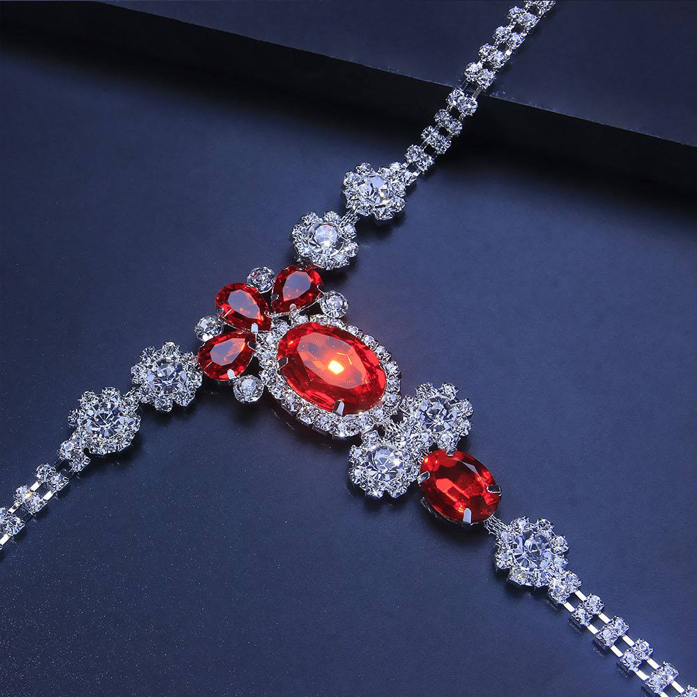 Red Crystal Thong - Elegant Rhinestone Waist Chain