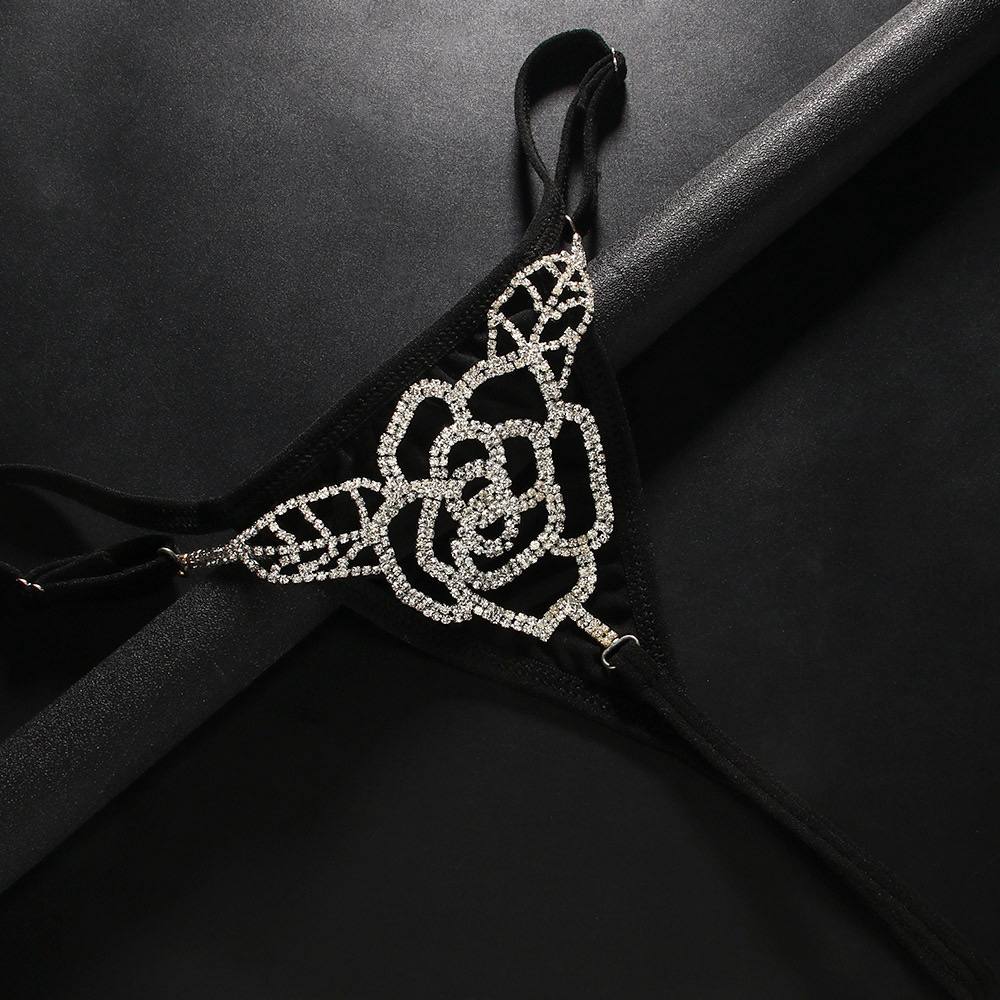 Flower Rhinestone Thong