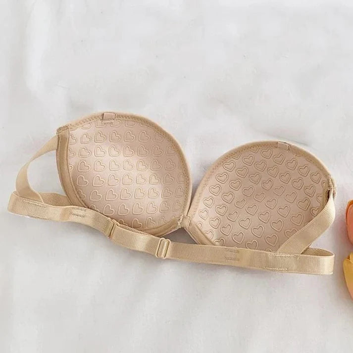Cross Back Strapless Anti Slip Push Up Bra