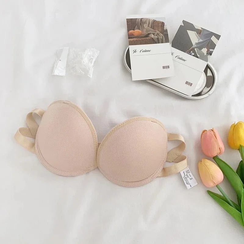 Cross Back Strapless Anti Slip Push Up Bra