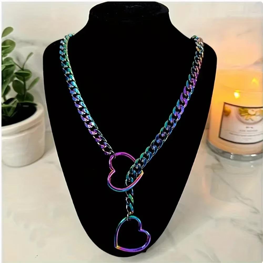 Iridescent Rainbow Heart Martingale Collar/Choker