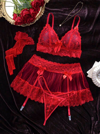 Silvia Red Lace Set