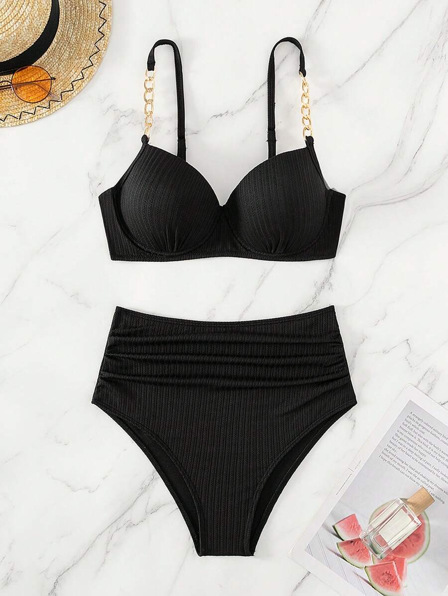 Push-up bikini linked with chain