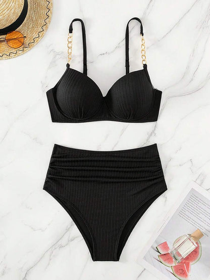 Push-up bikini linked with chain