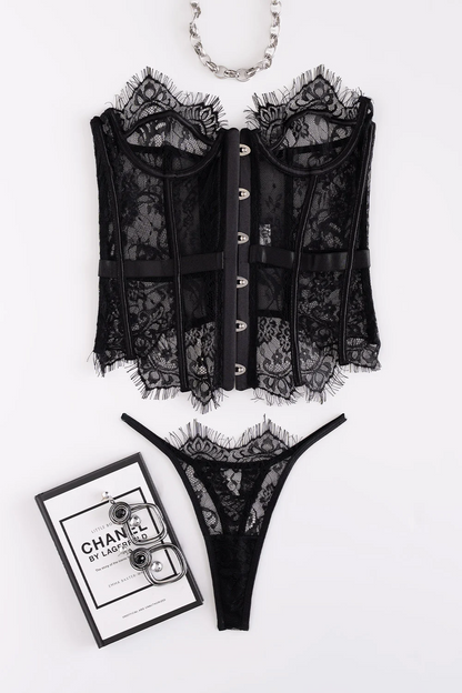 Lace Lingerie Set with Corset
BLACK or RED