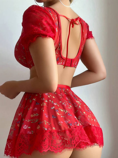 BEAUTIFUL LINGERIE FANCY FLOWERS ENSEMBLE LINGERIE