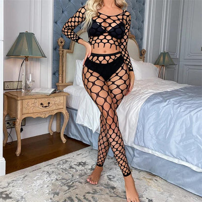 Seductive Mesh Temptation: Fishnet Lingerie Set