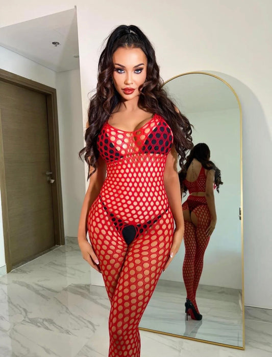 Hot Red Fishnet