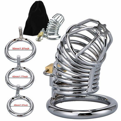 Stainless Steel Metal Male Chastity Cage Lock