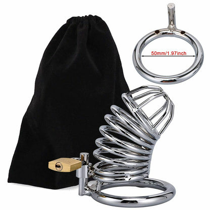 Stainless Steel Metal Male Chastity Cage Lock