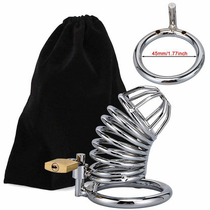 Stainless Steel Metal Male Chastity Cage Lock