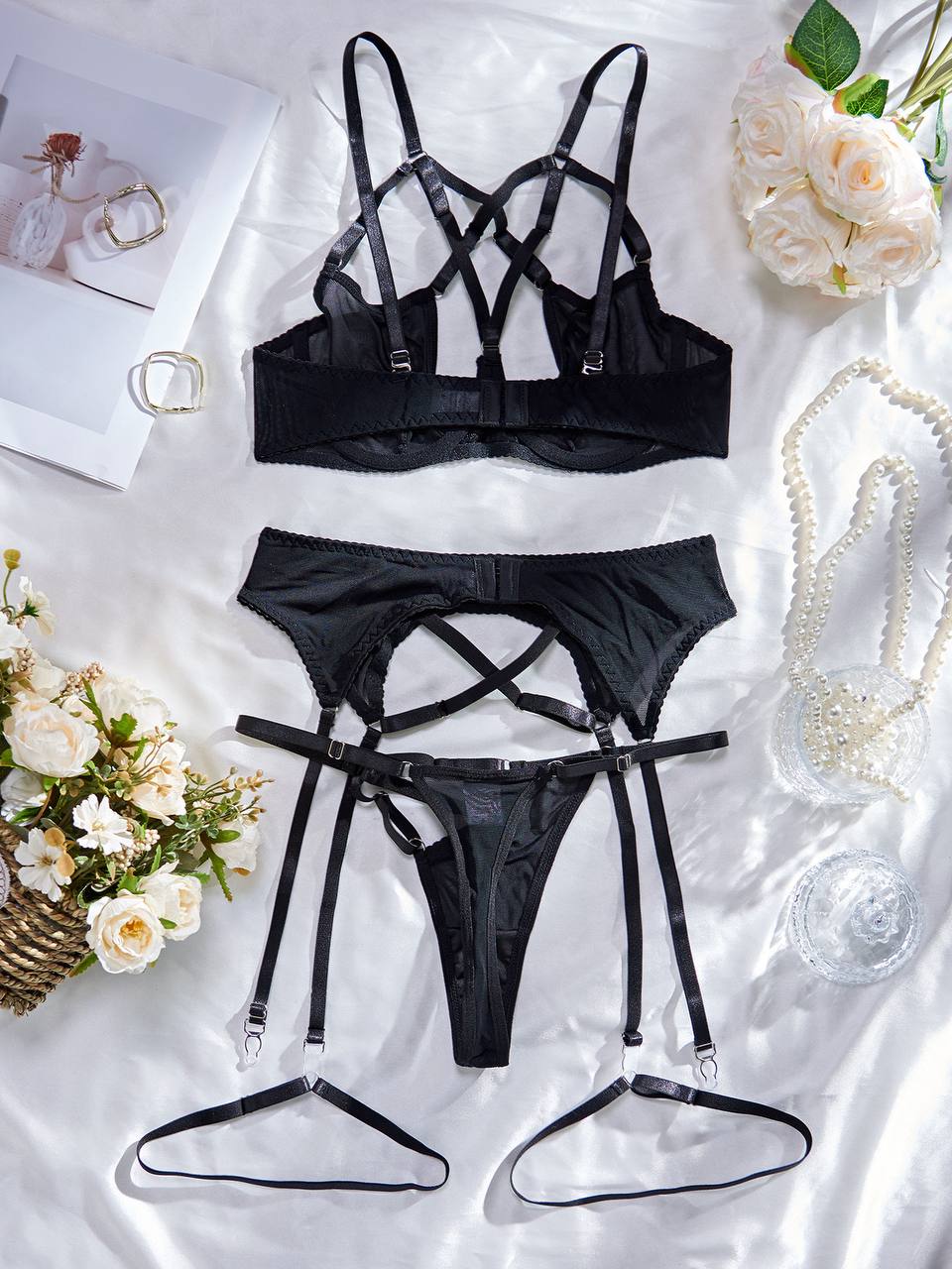 Lace Push Up Bandage Lingerie Set