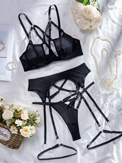 Lace Push Up Bandage Lingerie Set
