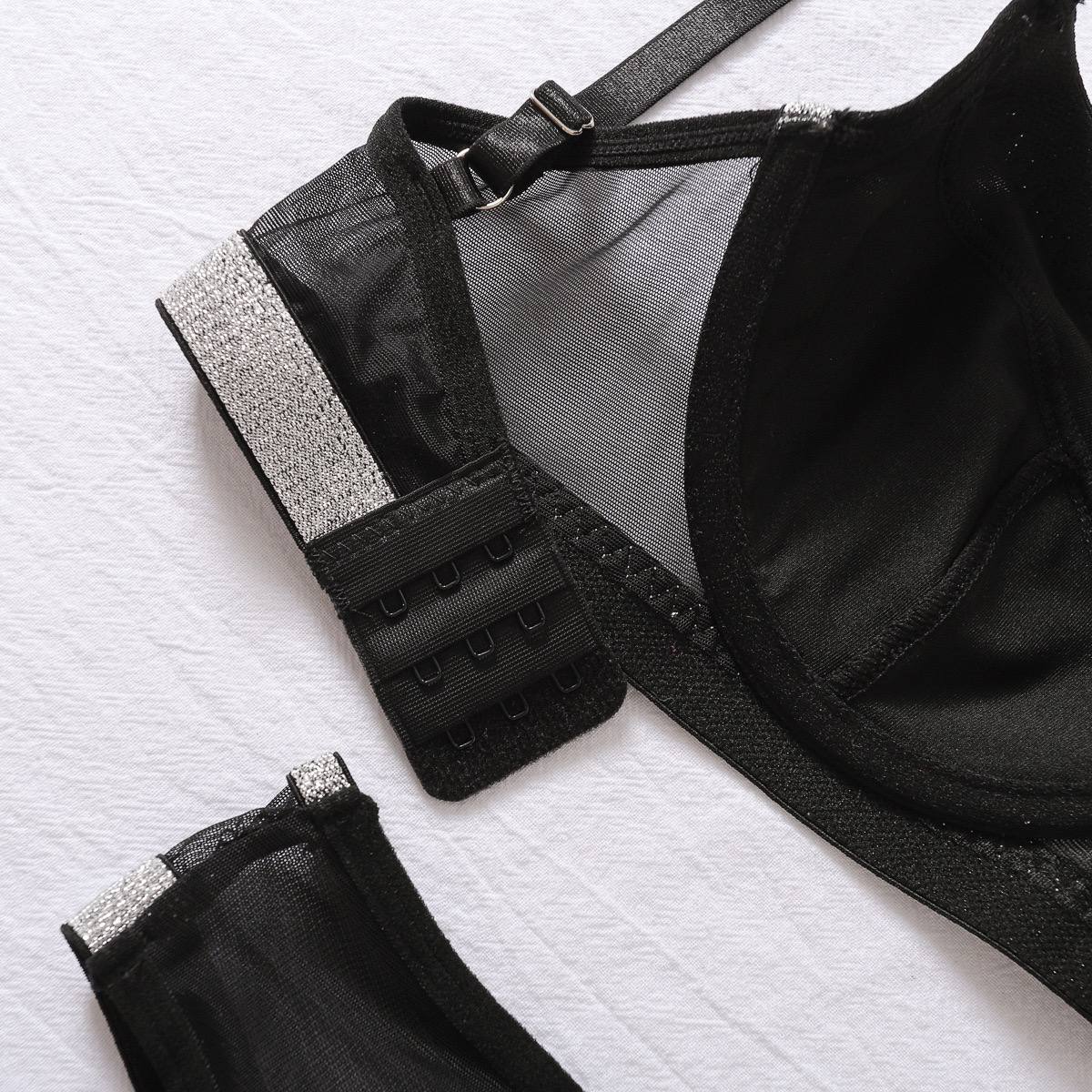 Black & Silver Sparkle Lingerie Set