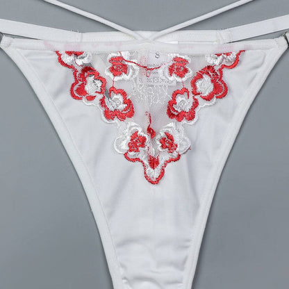 Rose Floral Embroidered Mesh Lingerie