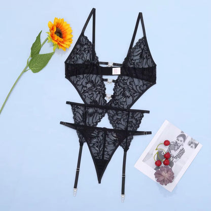 Black Butterfly Sexy Lace Garter Lingerie
