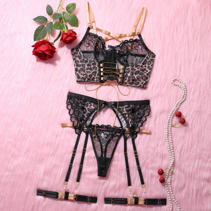 Wild Elegance Leopard Print Lingerie Set