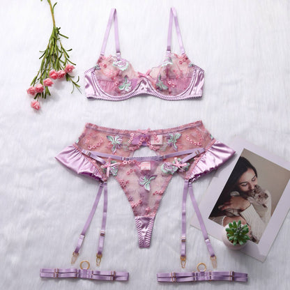 Tender Sweetheart Color Clash Lace Lingerie Set