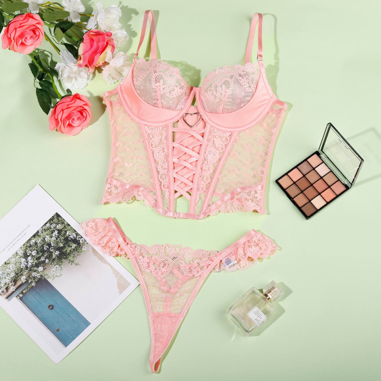 Stunning Longline Lace Bra Set