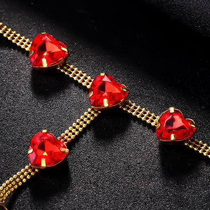Crystal Red Heart Pendant Thong