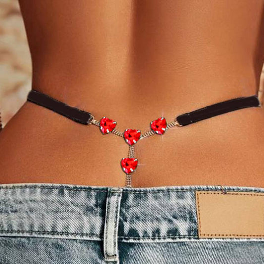 Crystal Red Heart Pendant Thong