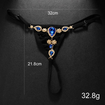 Silver or Gold Blue Stone Thong