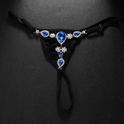 Silver or Gold Blue Stone Thong