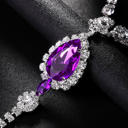 Purple Rhinestone Teardrop Thong