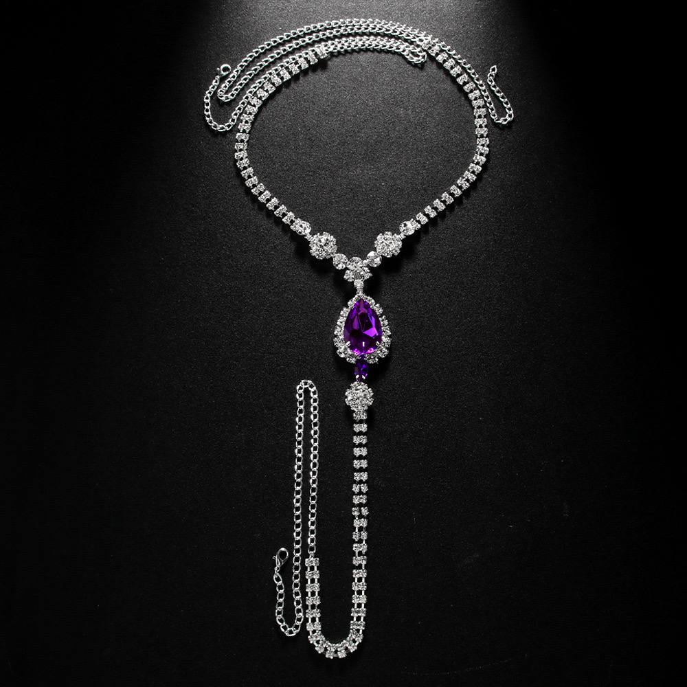 Purple Rhinestone Teardrop Thong