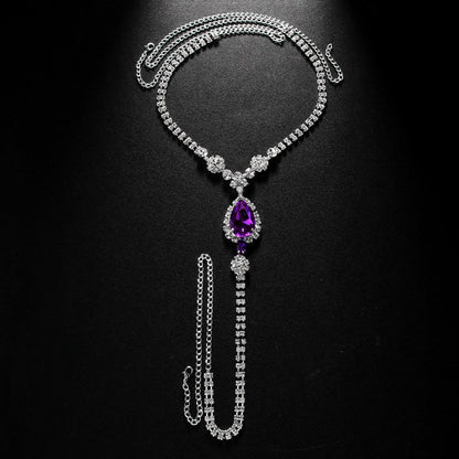 Purple Rhinestone Teardrop Thong