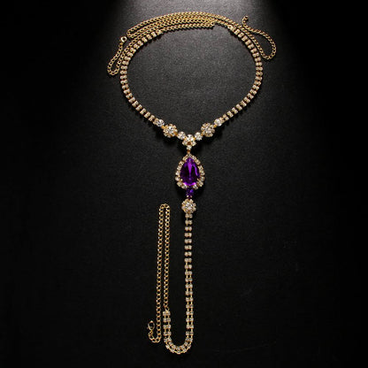 Purple Rhinestone Teardrop Thong