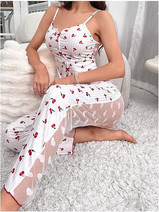 Cutie Pie Lingerie Strapless 2 piece Love lace transparent sleepwear pajamas