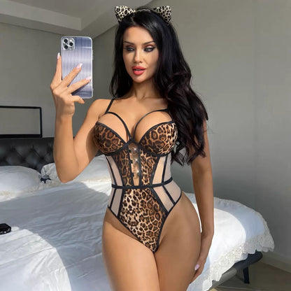Leopard Bodysuit with Cat Ears
