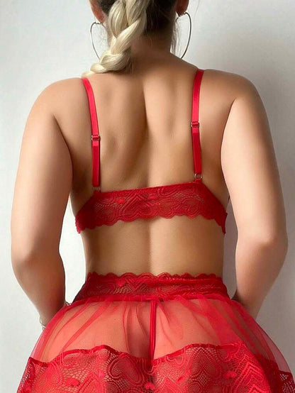 Silvia Red Lace Set