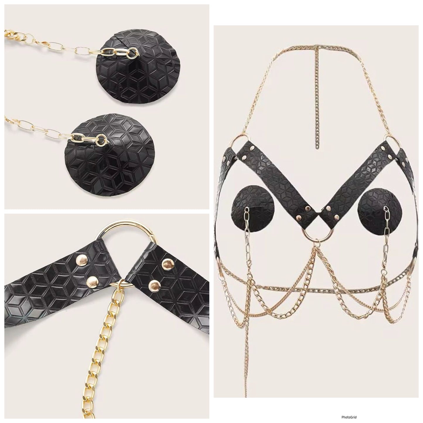Belts Bra with chains and nipple covers