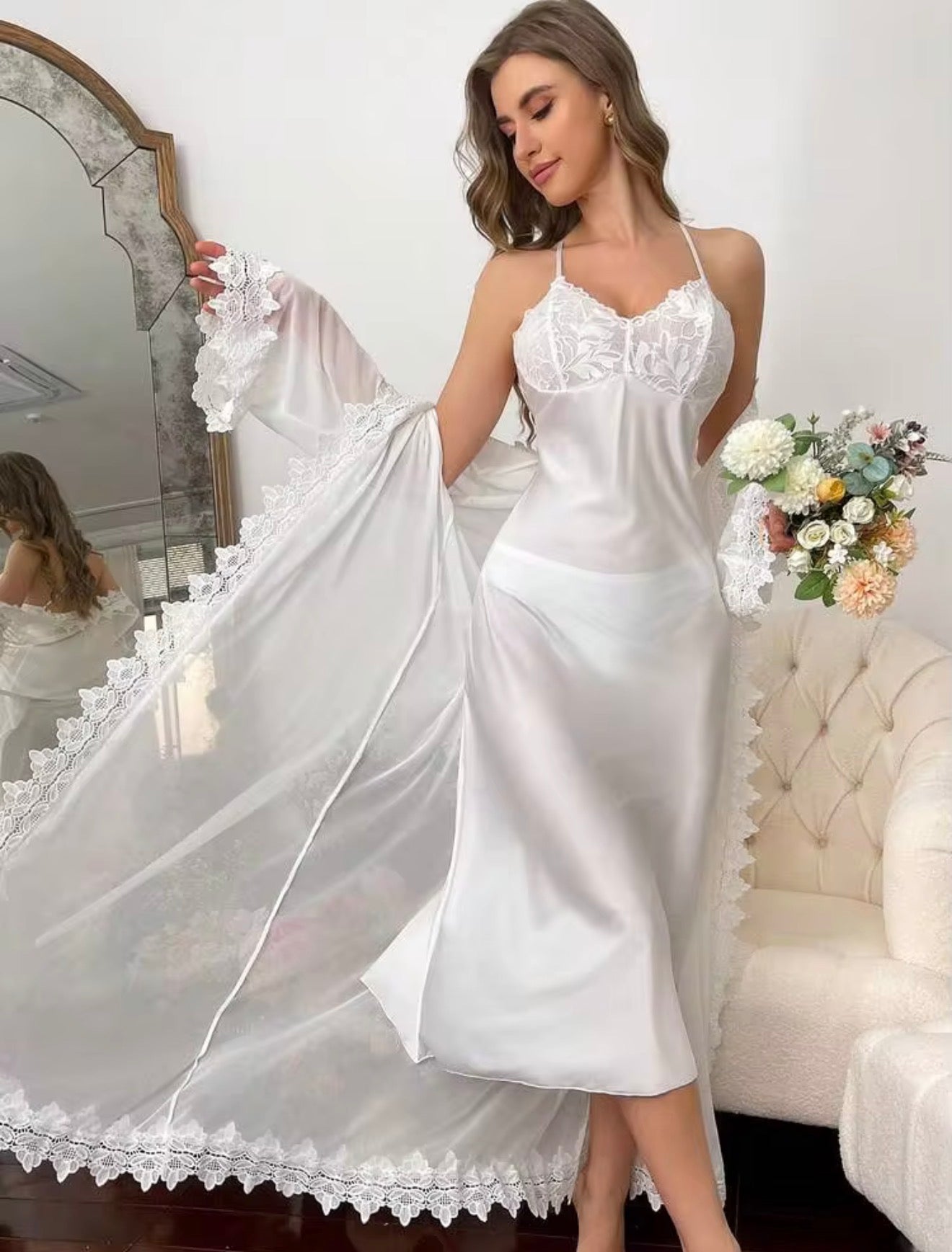 Elegant Lace Robe Set