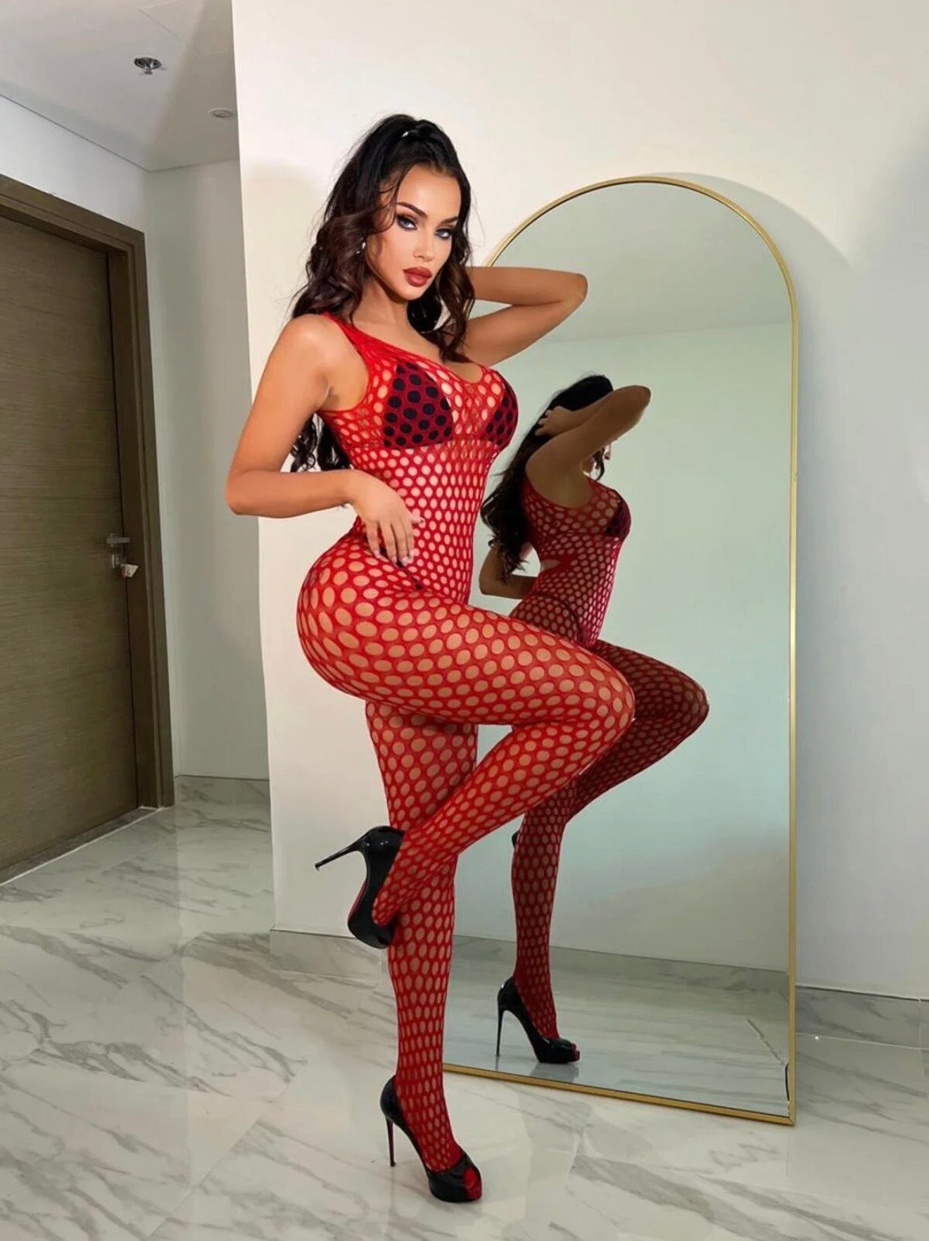 Hot Red Fishnet