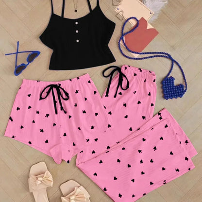 Sexy Heart Cropped Set - Three Pieces Set -