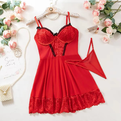 Red Lace Babydoll Fancy Intimate Lingerie