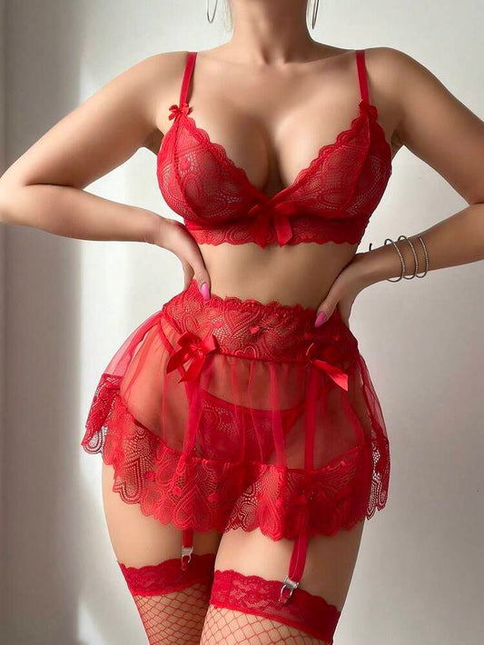 Silvia Red Lace Set